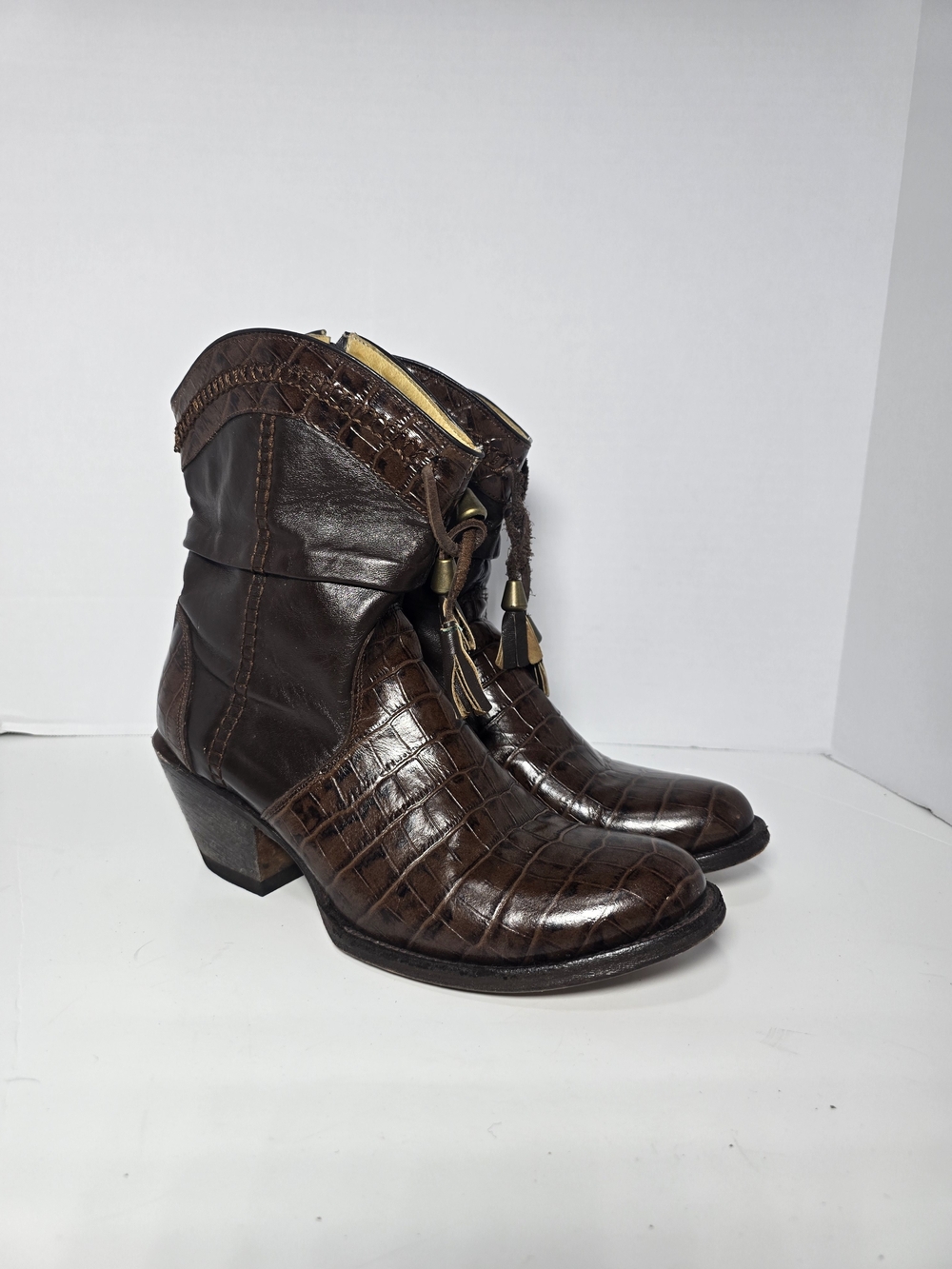 Verthali Exotic brown leather cowboy boots